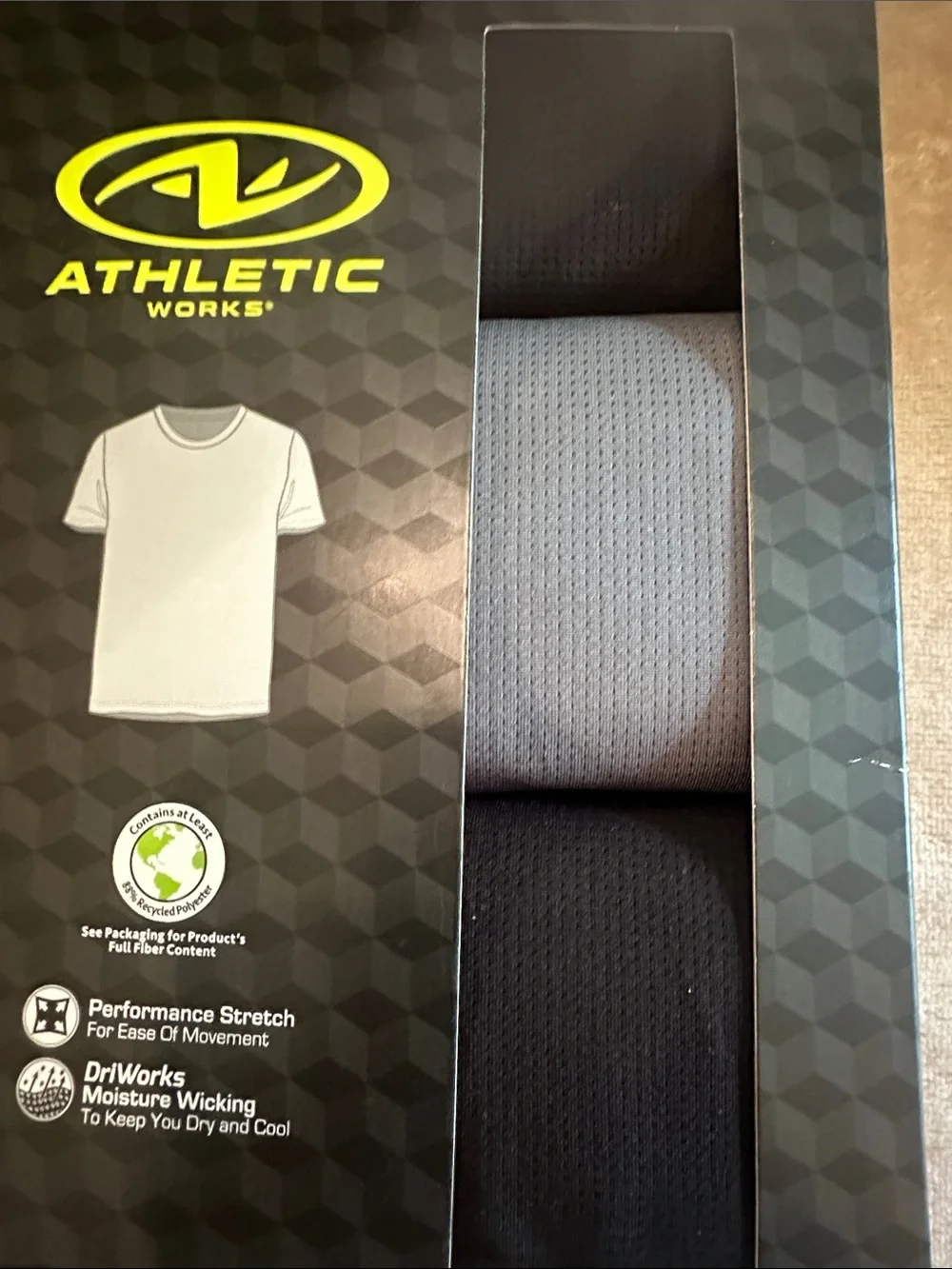 Athletic Works 3-Pack Ultra Lite Mesh Crew Tees - Black & Gray